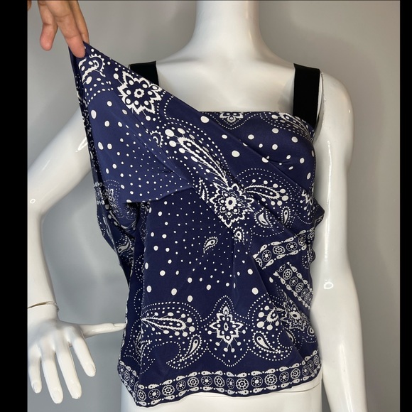 SANDRO Bandana Print Silk Top - Picture 2 of 7
